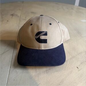 Vintage Cummins Engines Snapback Hat Tan/Navy Sportsman *NICE*
